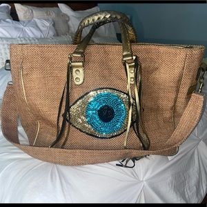 Evil Eye Summer Tote Bag - in worn but good condition!